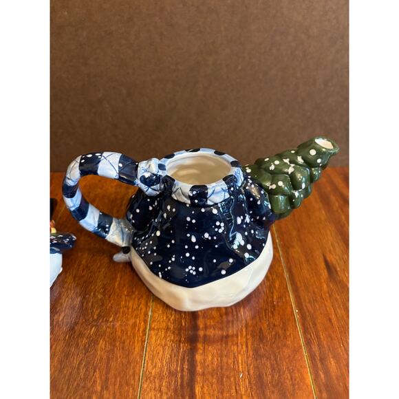 Vintage Heartfelt Kitchen Creations Ceramic Snowman Teapot 2001 Young’s - Picture 4 of 8